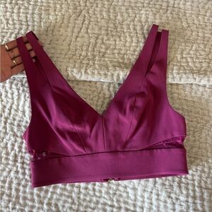 Magenta V-Neck Crop Top